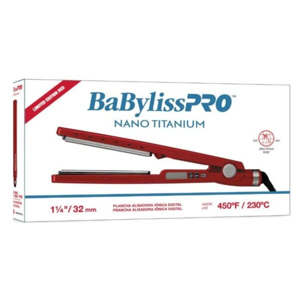 PLANCHA DE CABELLO BABYLISS 1 1 4" NANO TITANIUM COLOR ROJO - Image 2