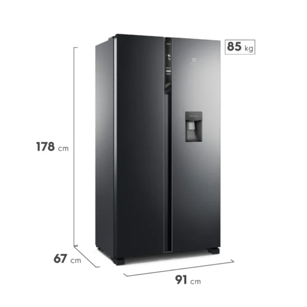 NEVERA ELECTROLUX SIDE BY SIDE C/DISP NEGRA 518LT - Image 2