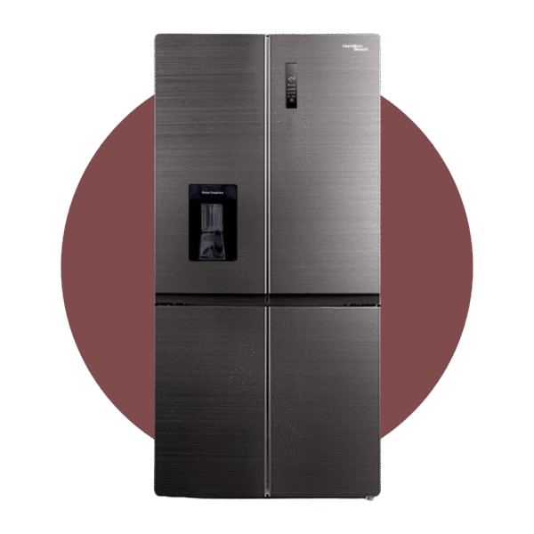 Refrigeradora Hamilton Beach 398 LITROS Doble Puerta Cromada