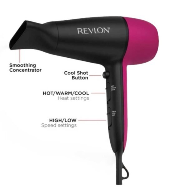 SECADORA REVLON 1875W PERFECT MATCH COLOR NEGRO FUCCIA - Image 2