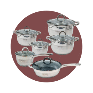 JUEGO DE OLLAS CROMADA X 12 PCS