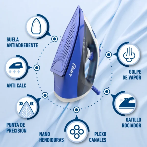 PLANCHA VAPOR OSTER 1250W AZUL ANTI-ADHERENTE - Image 6