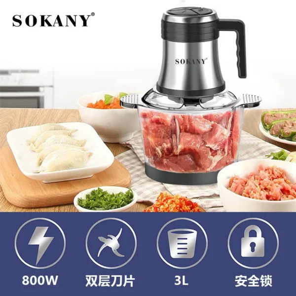 MAQUINA PICATODO SOKANY 800W 3.0L VIDRIO - Image 2