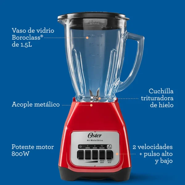 Licuadora Oster® 2 velocidades más pulso y vaso de vidrio - Image 6