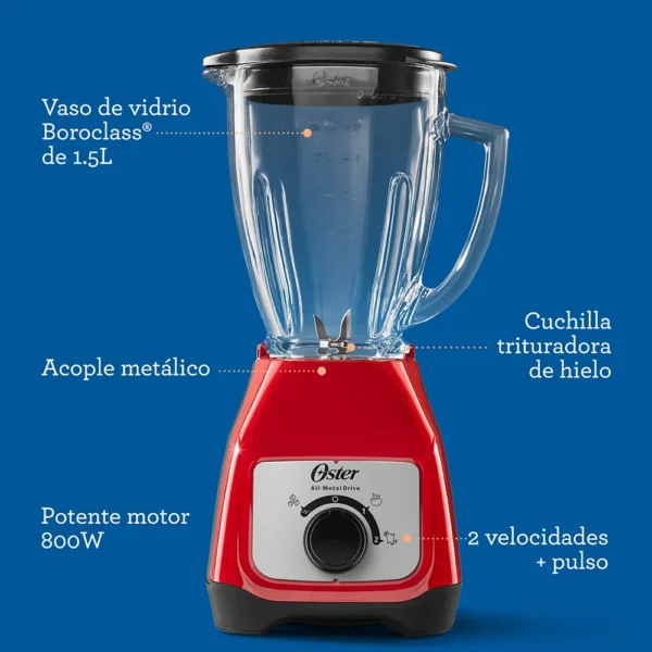 Licuadora Oster® con vaso de vidrio y control de perilla - Image 6