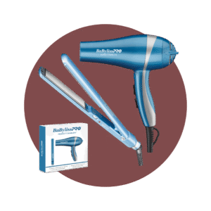 Combo Secador Ionico 2000w + plancha ultradelgada 1» Celeste BabylissPRO Nano Titanium