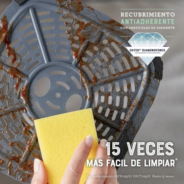 Freidora de Aire Manual Oster® Recubrimiento DiamondForce con Ventana y Luz Interna 6L - Image 6