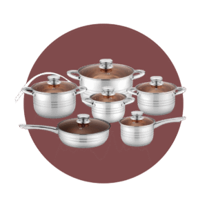 SET DE OLLAS 12PZS HAUS ROLAND MANGO PLATEADO