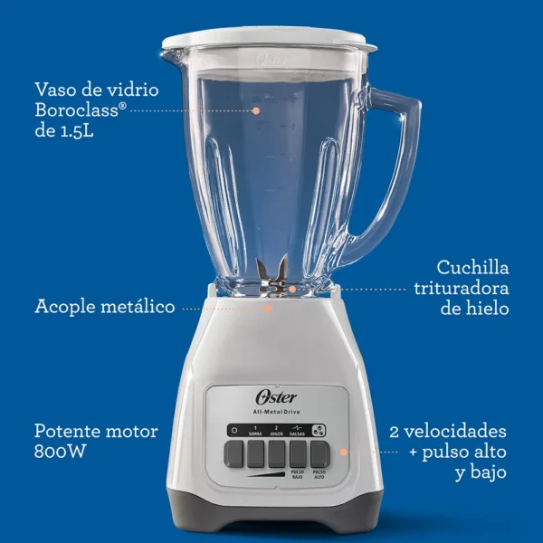 Licuadora Oster® 2 velocidades más pulso y vaso de vidrio - Image 5