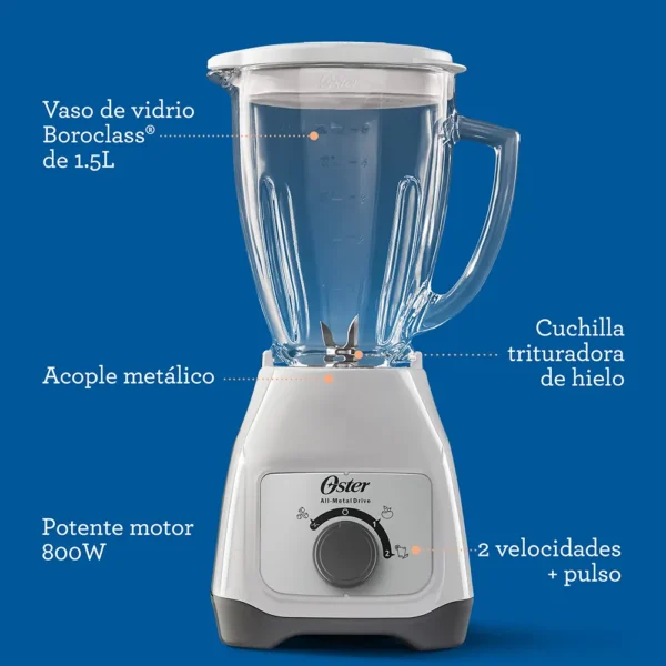 Licuadora Oster® con vaso de vidrio y control de perilla 2 Velocidades - Image 6