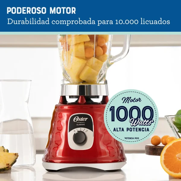 Licuadora clásica Oster® roja con perilla ergonómica de 3 velocidades - Image 3