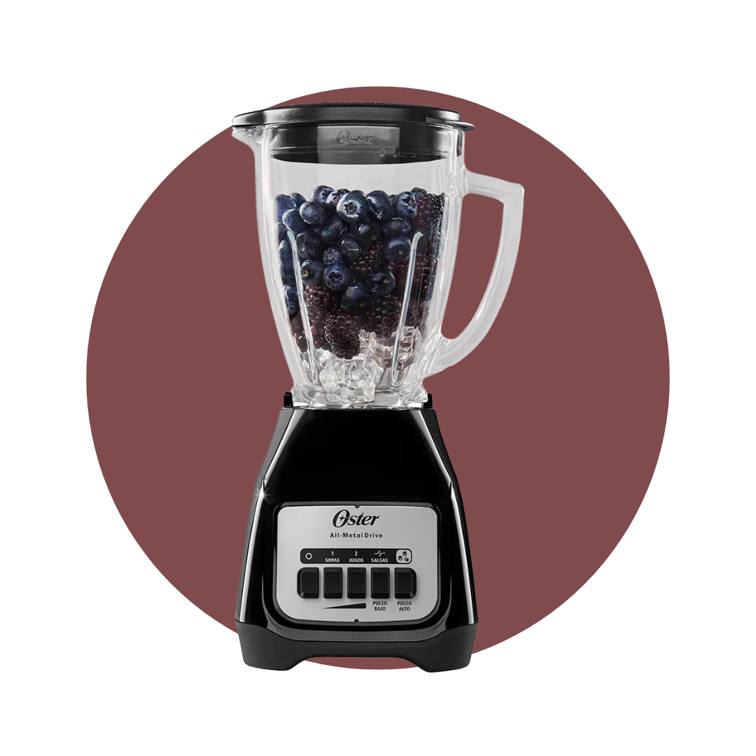 Licuadora Oster® Negra 2 velocidades más pulso y vaso de vidrio