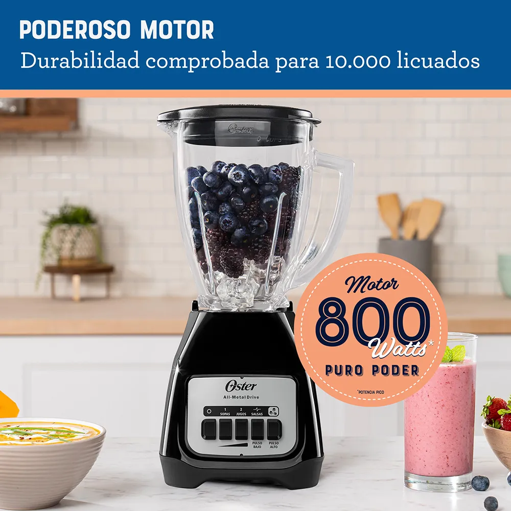 Licuadora Oster® Negra 2 velocidades más pulso y vaso de vidrio - Image 3