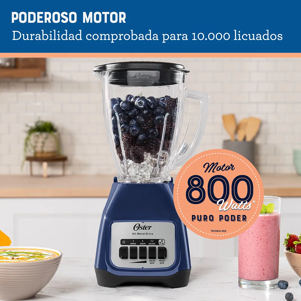 Licuadora Oster® Azul 2 velocidades más pulso y vaso de vidrio - Image 3