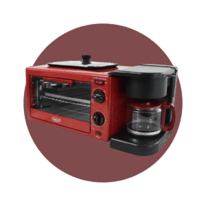 HORNO TOSTADOR FOREVER CON CAFETERA NEGRO-ROJO