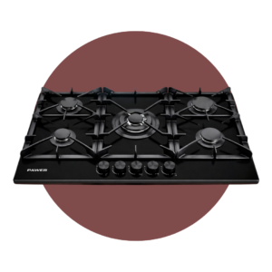 Encimera Pawer 5 Quemadores Vidrio Templado Negro