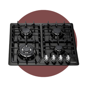 Encimera Pawer 4 Quemadores Acero inoxidable Negro