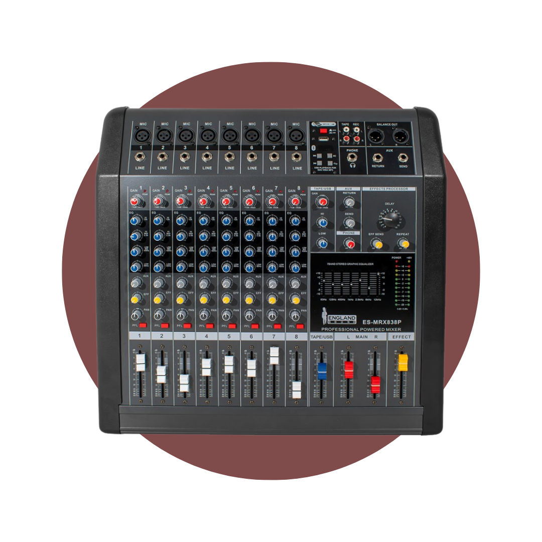 Mixer Profesional 8 canales 382W ENGLAND SOUND ES-MRX838P