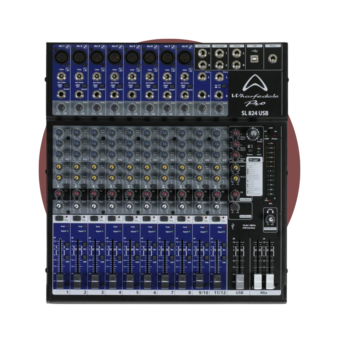 Mezclador Analógico 12 canales WHARFEDALE SL824USB