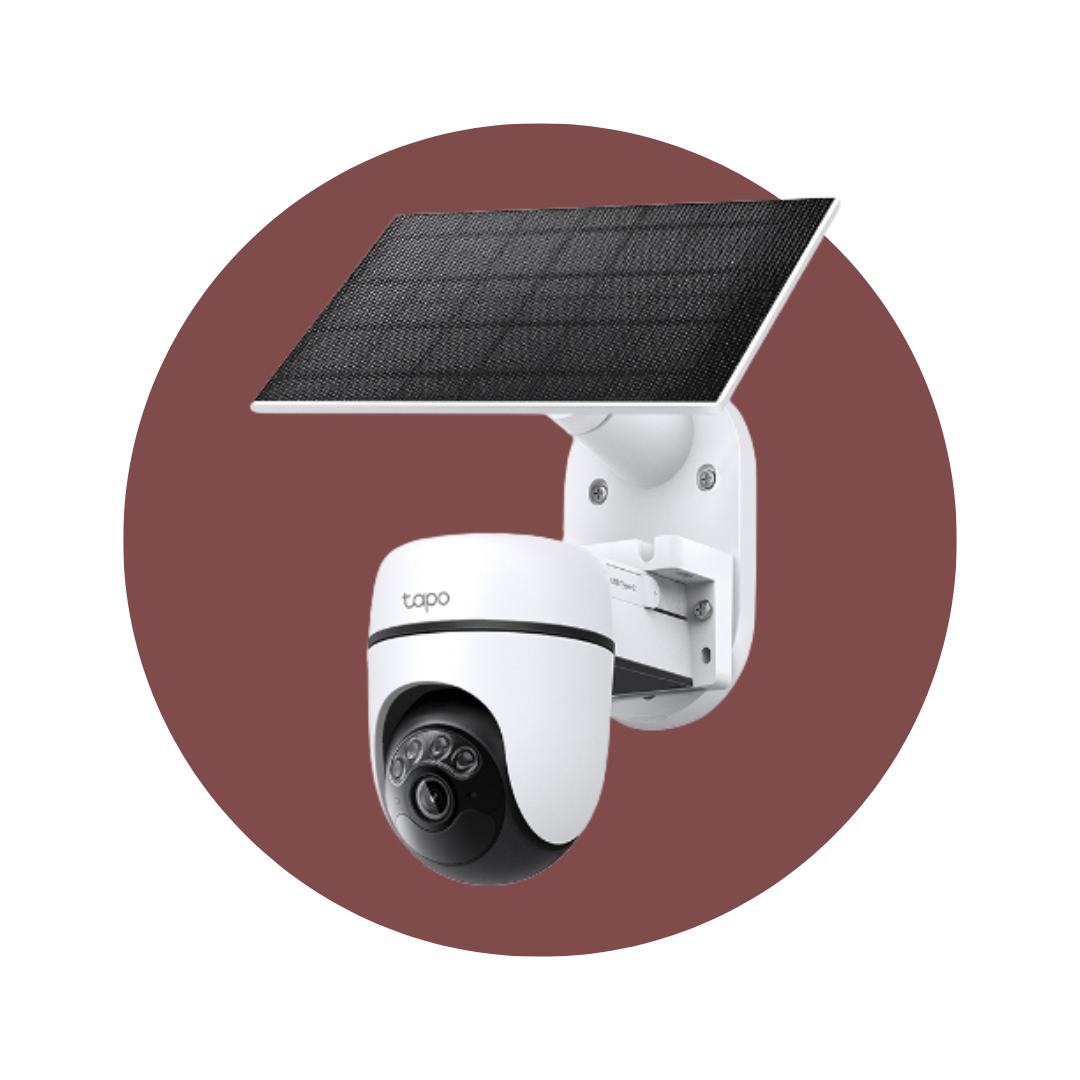 Cámara TAPO 2K con energía solar panorámica e inclinación