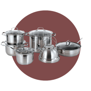 JUEGO OLLAS HAUS ROLAND ACERO INOX 11 PZS