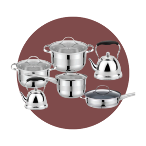 HR1026 (1) JUEGO OLLAS HAUS ROLAND ACERO INOX 12 PZS