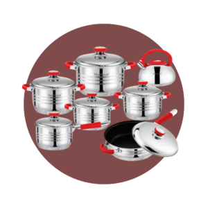 JUEGO OLLAS HAUS ROLAND ACERO INOX 15 PZS