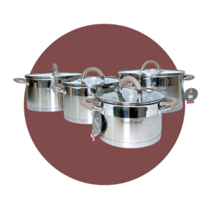 HR1211 (1) JUEGO OLLAS HAUS ROLAND ACERO INOX 8 PZS