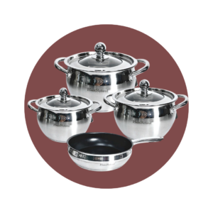 HR1771 (2) JUEGO OLLAS HAUS ROLAND ACERO INOX 7 PZS