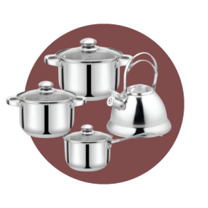 HR1991 (1) JUEGO OLLAS HAUS ROLAND ACERO INOX 7 PZS