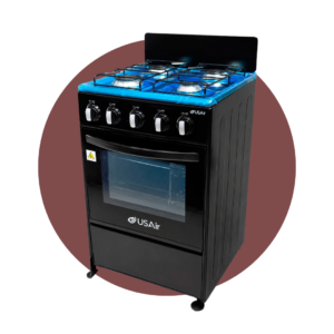GS-K50P NEGRA (1) COCINA USAIR 4 QUEMADORES NEGRA